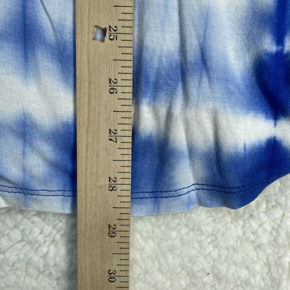 Ruby Rd. Blouse Womens 2X Blue Tie Dye Roll-tab Sleeve Pleats Round Neck - Picture 5 of 7